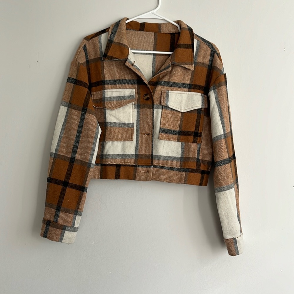 Cropped Flannel Jacket